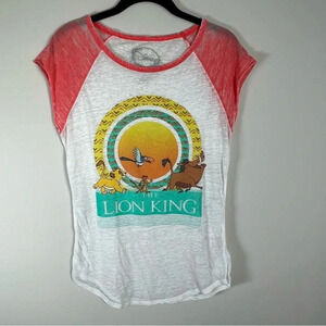 Vintage Disney The Lion King Burn Out T-Shirt White Graphic 90's Womens Sz Small
